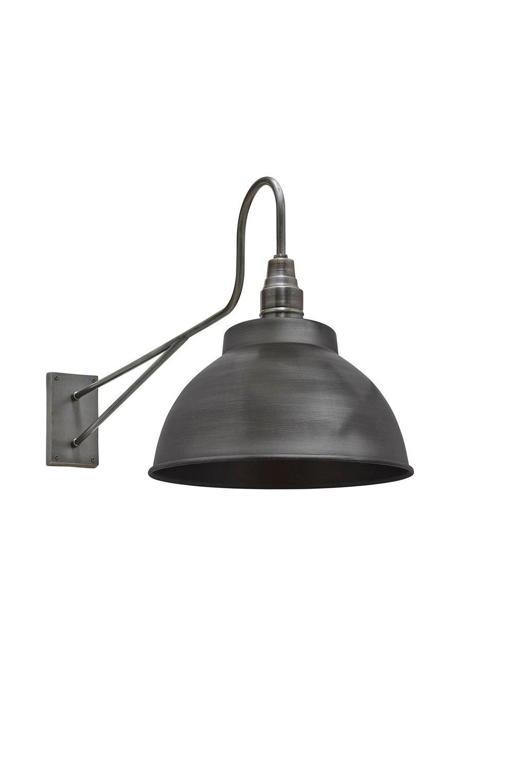 Long Arm Dome Wall Light, 13 Inch, Pewter, Pewter Holder